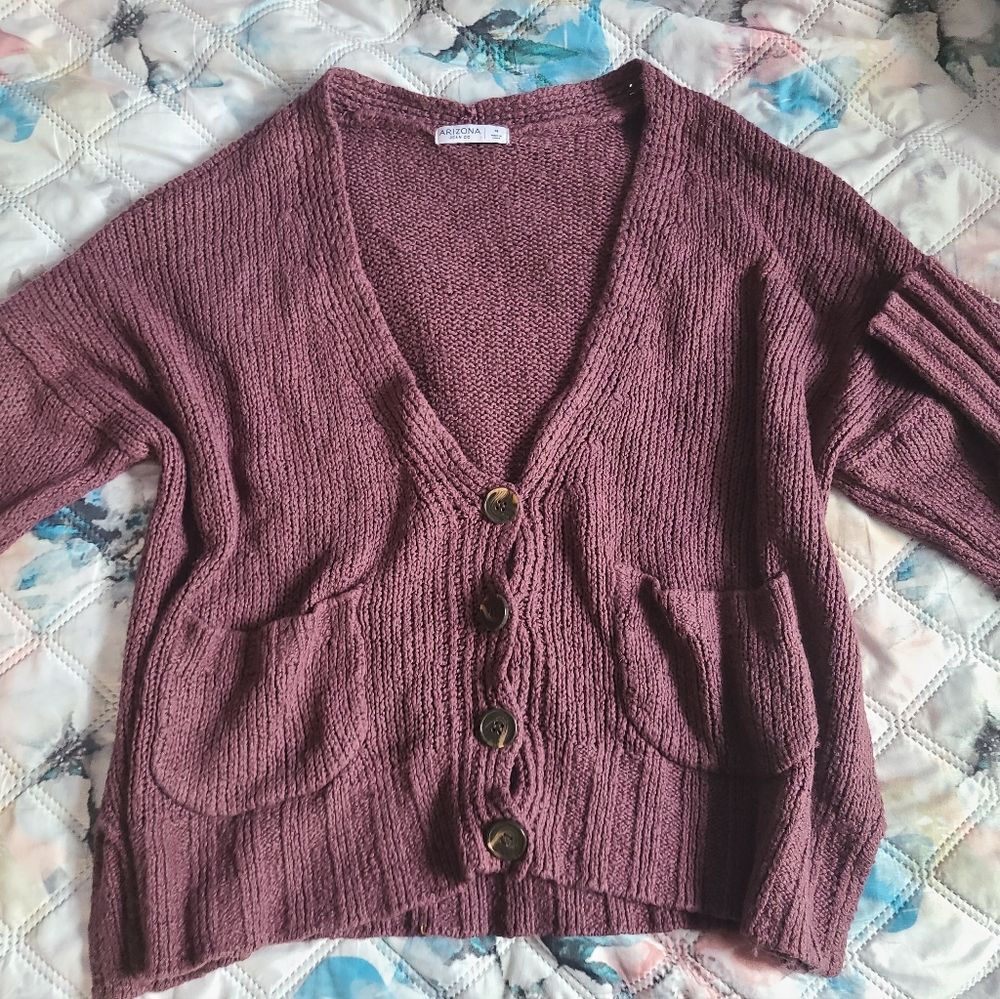 burgendy/purple cardigan